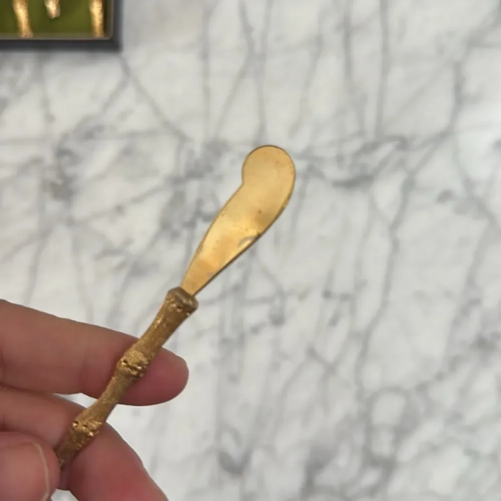 1950s Gold 24K Plated H'ordourvers Appetizer Cocktail Forks- Set of 10
